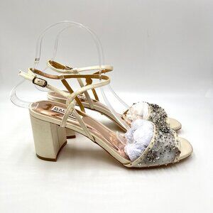 Badgley Mischka Size 9 Blaine Ivory White Jeweled Dress‎ Sandals Heels Shoes
